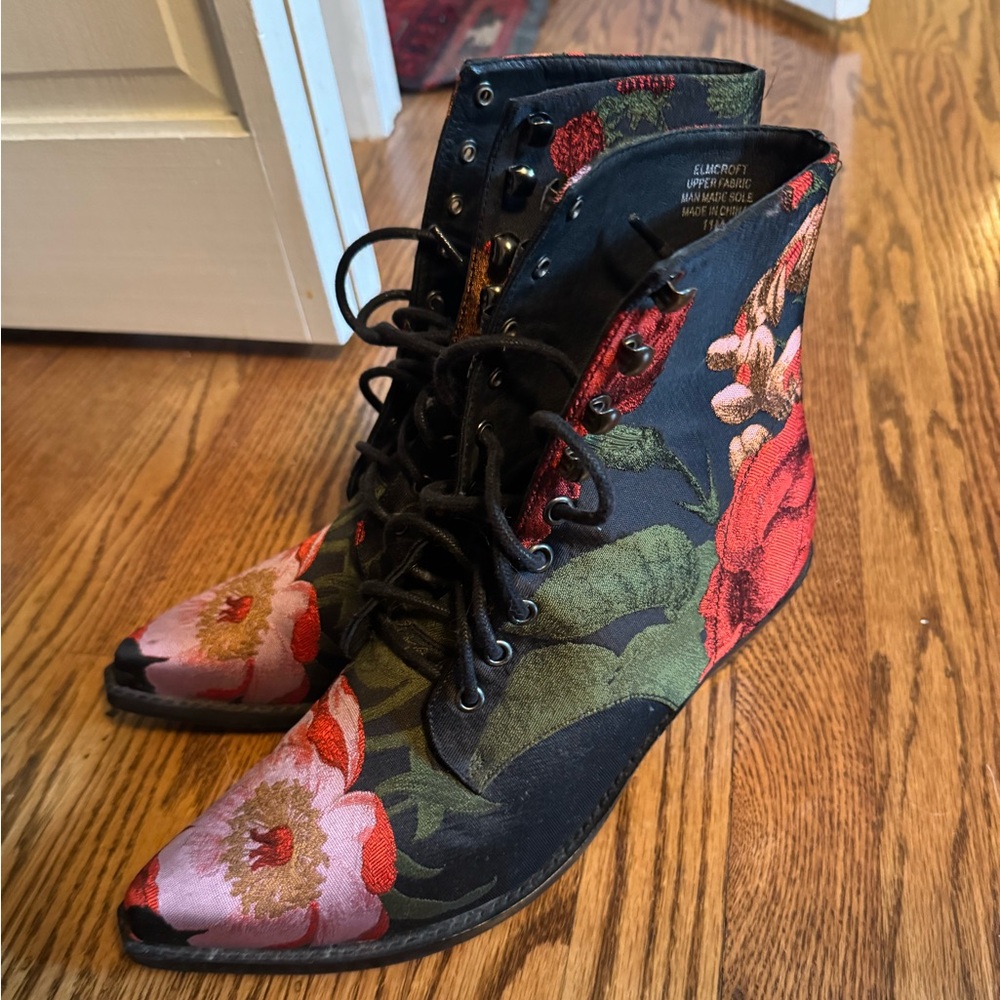 Jeffrey Campbell Floral Lace-Up Ankle Boots